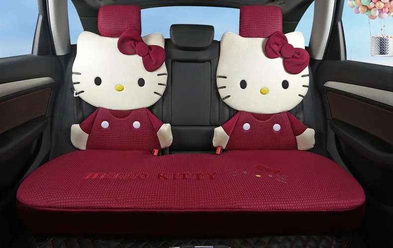 Женская одежда для девочек на все сезоны с милым мультяшным принтом «hello kitty», Шелковый Универсальный комплект для автомобильных сидений