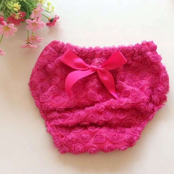 Shorts de Algodão com Fita Cor do Bebê Doce Rosa Flores Bloomer Infantil Meninas Arco Crianças Fralda Capa pp Shorts Roupa Interior 24 Pçs - Lote 10 High Quality Mamãe e Bebê