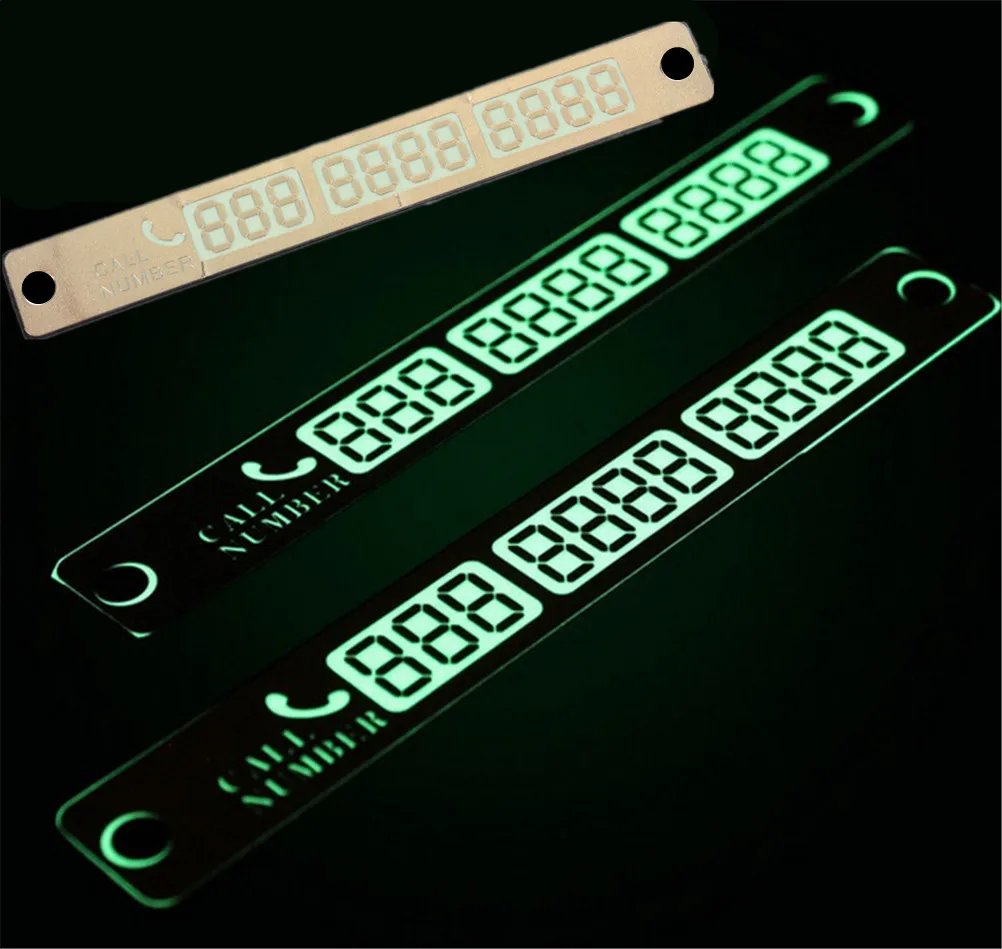 

Automobile Luminous Parking Card Luminous Calling Phone Number Cards License Plate With Sucker Plate Car Styling Temporary