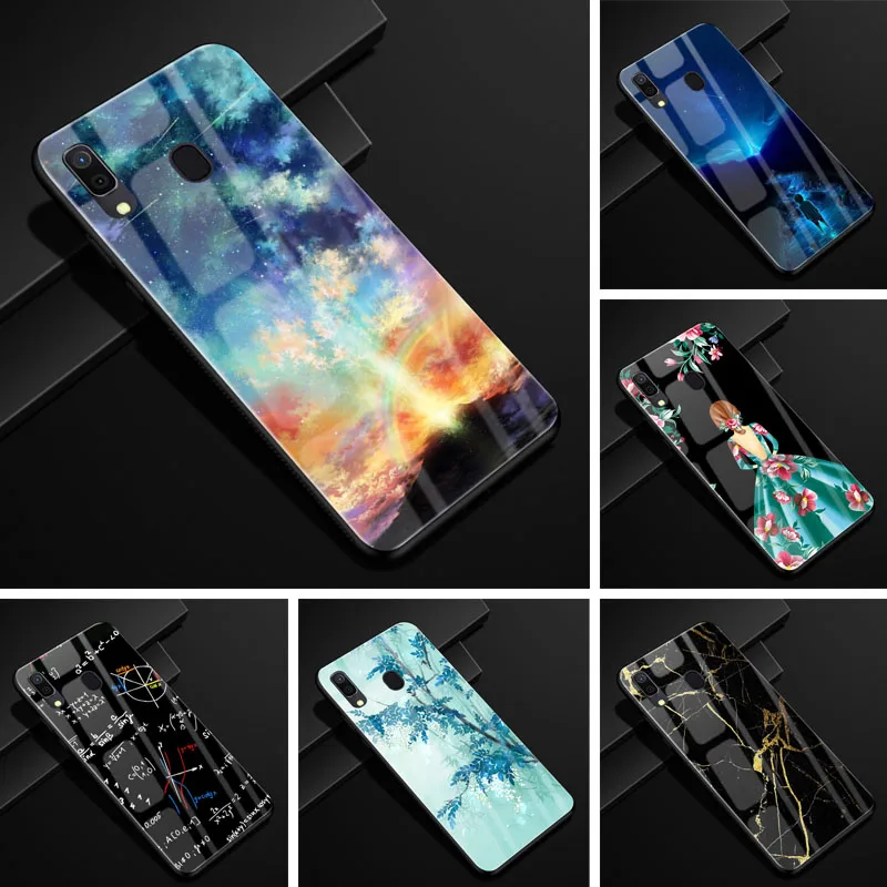 

For Samsung A60 Case Glass Tempered Hard Back Cover For Samsung Galaxy A50 A70 A10 A30 A20 S10 S10e Cover Soft Bumper S10Plus