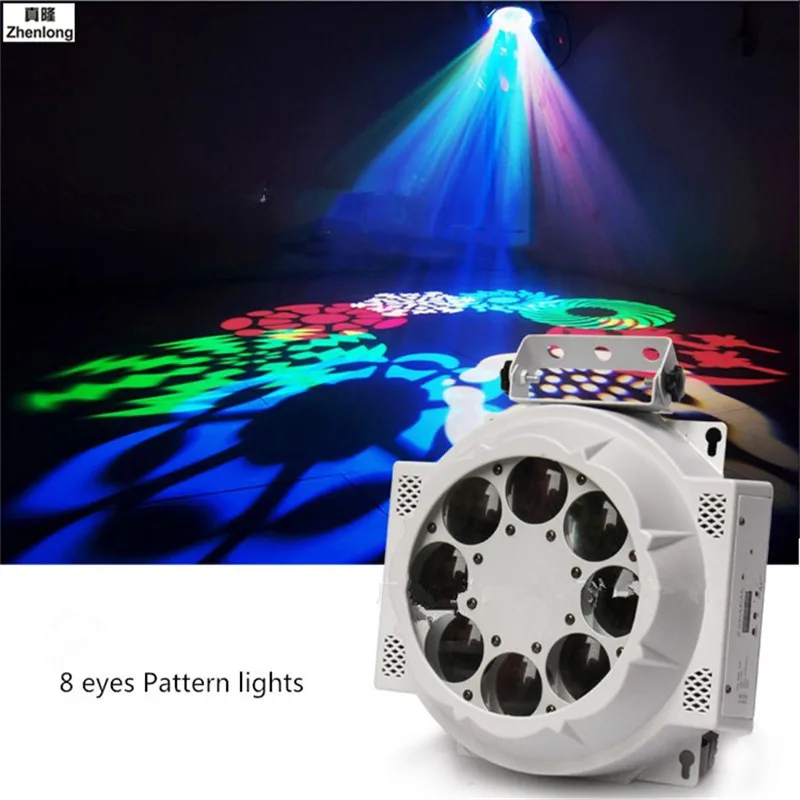 

8X3W Motif Light RGBW Patterns Scanning Light Dmx512 Gobo Lamp Professional Stage Dj KTV Bar Equipment Stage Effects Flash Lamp