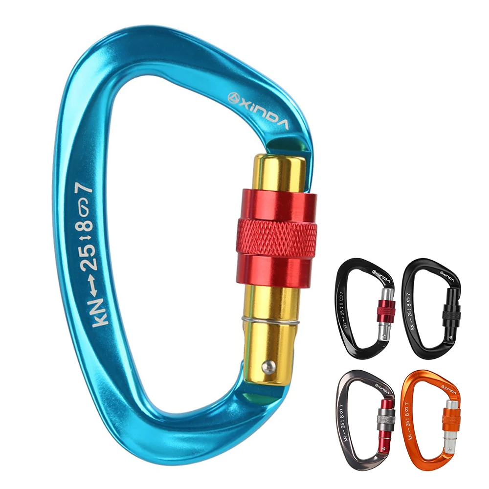

25KN Screw Locking Gate Carabiner Heavy Duty D-ring Carabiner Twist Locking Buckle Climbing Rappelling Hammock Locking Clip