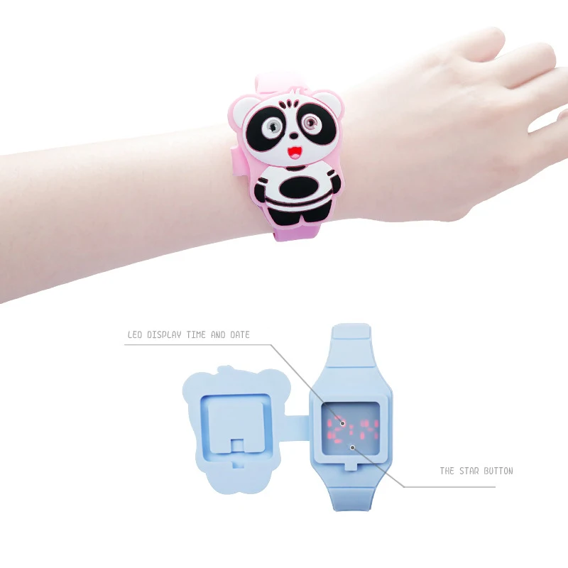 Reloj Infantil флип чехол 3D Медведь Мультфильм Цифровые Детские часы электронные