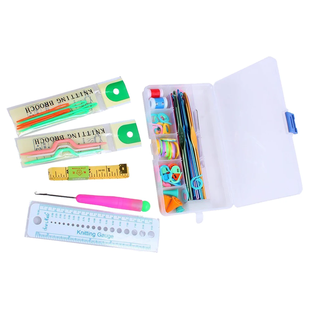 UESH-Portable Compact Home Travel Basic Knitting Tool Set with Case Random Color | Дом и сад