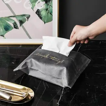 

Suede Tissue Box Tissue Case Box Container Cloth Napkin Papers Holder Storage Box Case Pouch For Home Car Table Decor
