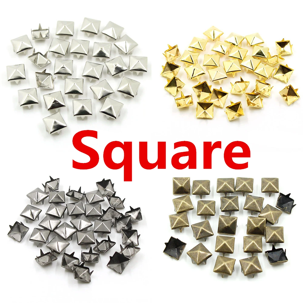 100Pcs Square Rivets Studs Black Pyramid Studs Rivet Punk Rock Stud ...