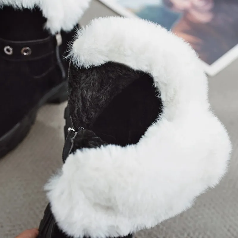 COOTELILI Warm Fur Ankle Boots For Women Winter Shoes Buckle Rubber Platform Fleece Snow Boots Women Comfortable Shoes Female  (10)