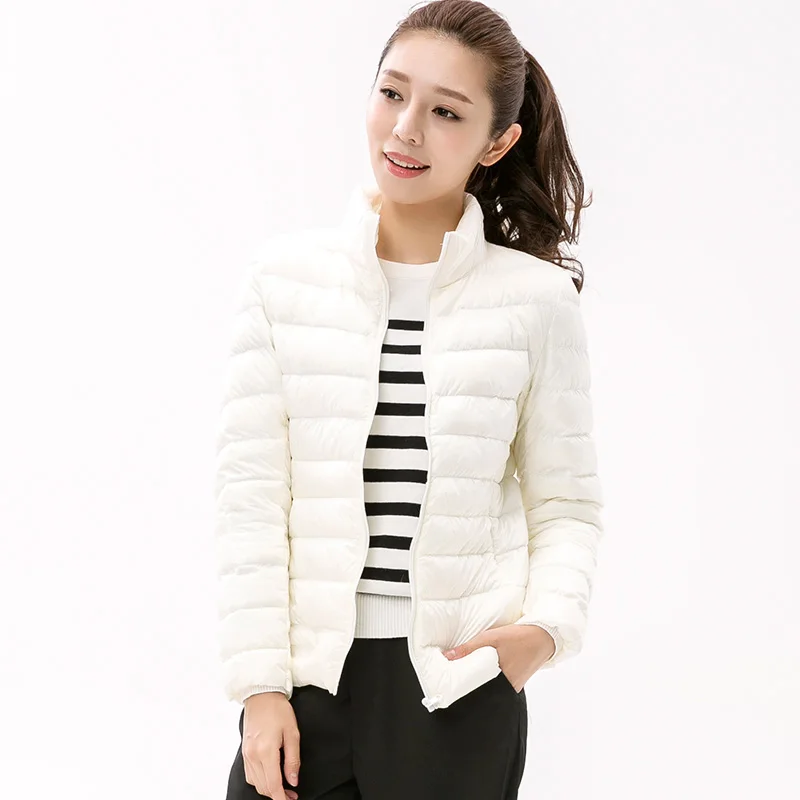 

Drop Shipping Woman Stand Collar Slim Short Ultra Light Down Jackets Female Wear Coat Parkas Plus Size 3XL Parkas Mujer Invierno