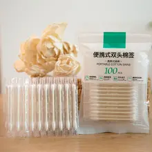 100 шт./упак. одноразовые ватные палочки с двумя головками, бумажная палочка, медицинский макияж, чистка носа