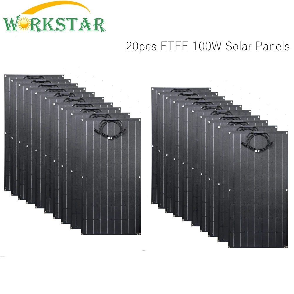 On sale Price of  WORKSTAR ETFE 100w Flexible Solar Panel 20pcs ETFE Solar Module Charger A Grade Monocrystalline Sil