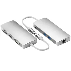 Usb type C концентратор многопортовый type C зарядка PD Rj45 Gigabit Ethernet Usb 3,0 Hdmi 4 K концентратор-картридер адаптер для Macbook