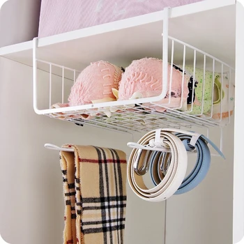 

1PCS Creative Home Kitchen Wardrobe Iron Storage Shelf Kitchen Cabinet Wall-Mounted Shelf Shelf Black White 26*26*19cm