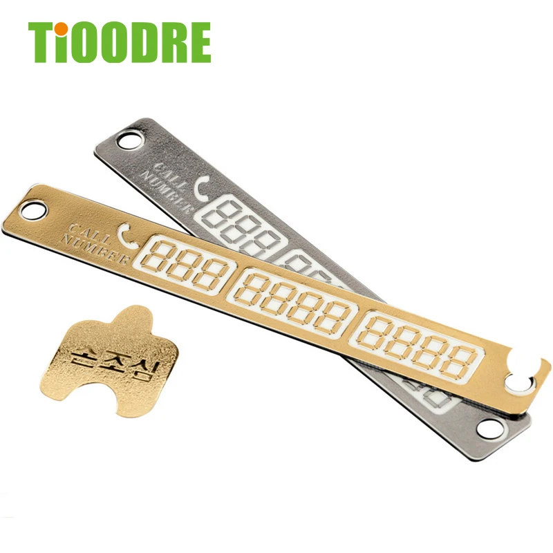 

TiOODRE 1Pcs Car Styling Luminous Temporary Parking Card Sticker With Suckers And Phone Number Card Stickers Plate Silver Gold