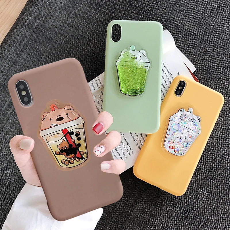 

Lovely Drink Cup Case for Samsung Galaxy A5 2016 A6 2018 A7 2017 A8S A8 Plus A9S A9 Star Pro Cute Squishy Bear TPU Cover