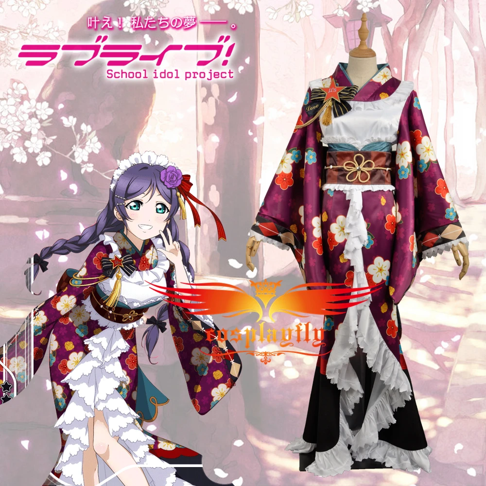 Аниме Love Live! Женский костюм для косплея Nozomi Tojo Taisho фиолетовое платье девочек юбка