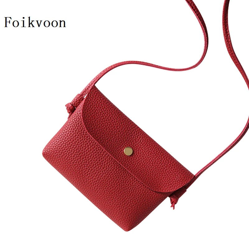 

Foikvoon Popular Small Square Bags Women Simple PU Leather Ladies Shoulder Bags Retro Casual Woman Cover Type Bags