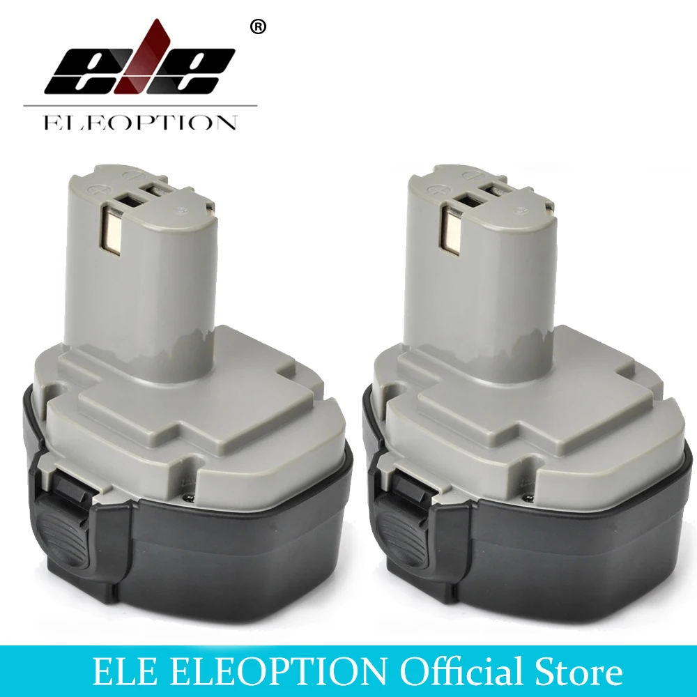 

ELEOPTION 2PCS 14.4V 3000mAh 3.0Ah Ni-MH Rechargeable Power Tool Battery For MAKITA 1433 1051D 4033D 4332D 4333D 6228D