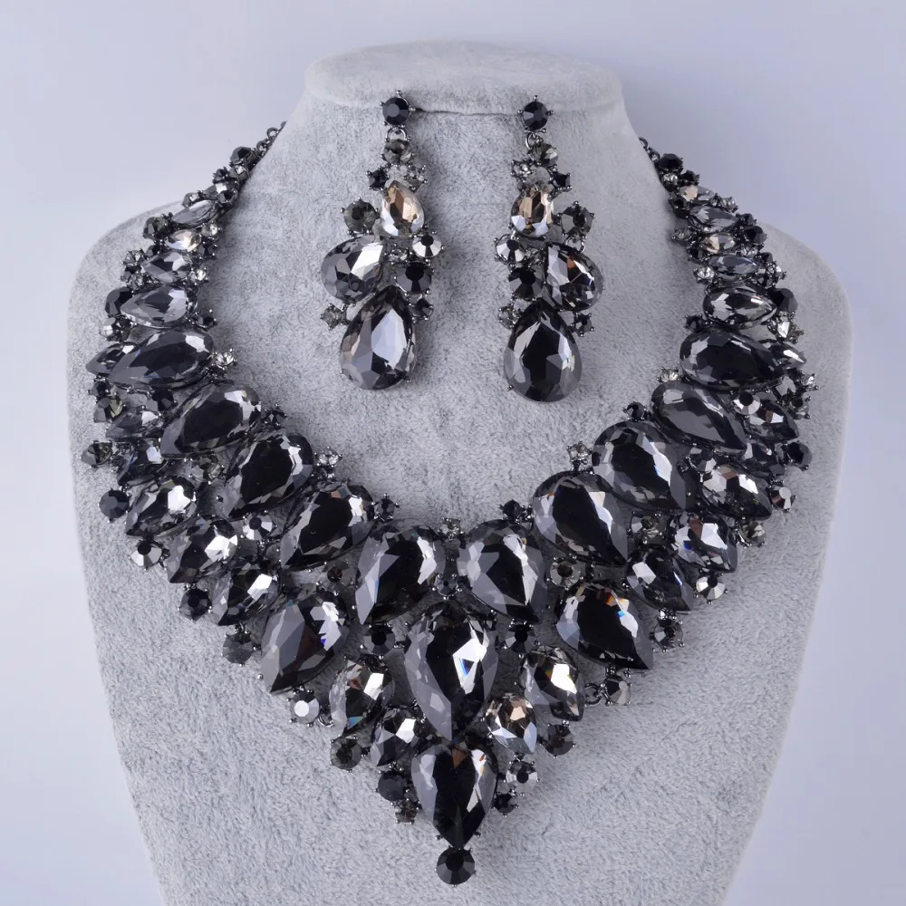 Buy Top quality Gun metal Black rhinestone Jewelry