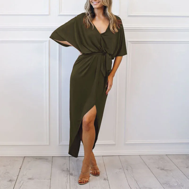 Missufe Бандаж с поясом Макси Платье разрезом Туника Vestidos платье Летнее Вечернее