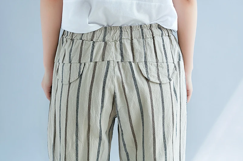 2019 Summer Cotton Linen Harem Pants Trousers Women Pockets Casual Drawstring Elastic High Waist Pants Vintage Pantalon Femme   12