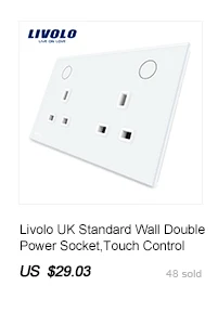 Livolo UK standard 4 банда настенный светильник сенсорный выключатель, interupter AC 220-250 V, белый/черный/золотой стеклянная панель, VL-C304-61/62/63