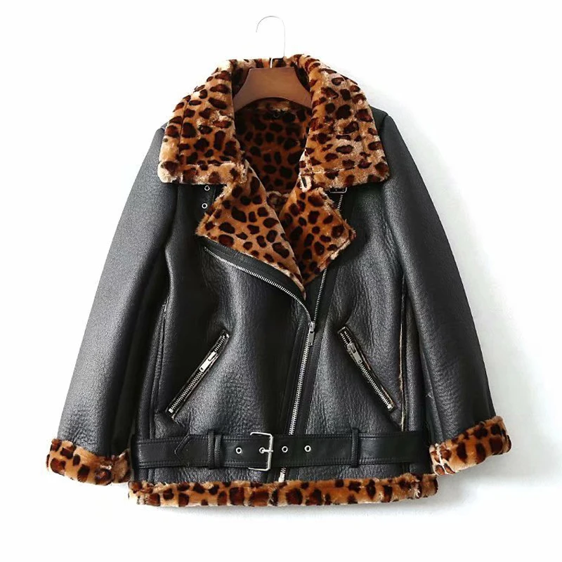 Ly Varey Lin пальто из искусственной кожи с меховым воротником зимняя куртка
