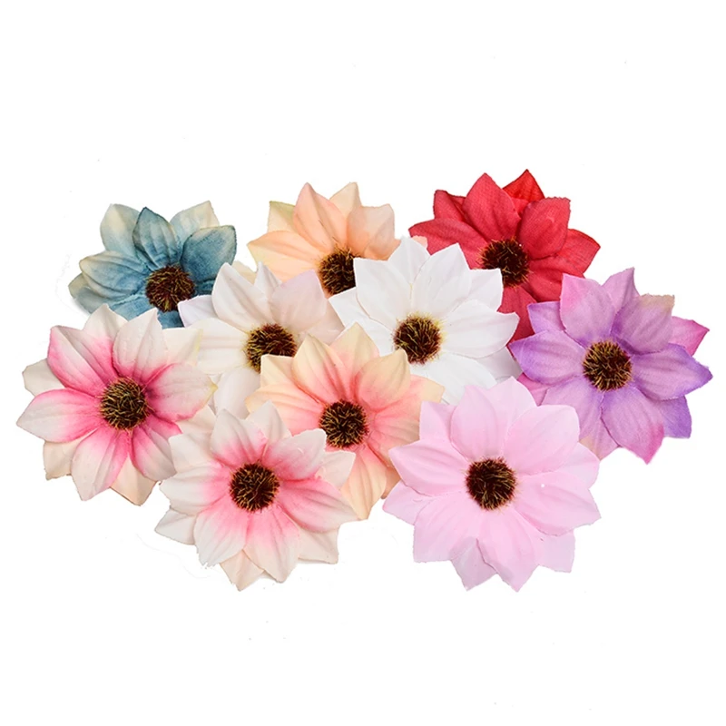 

10pcs artificial flower silk sunflower flower head wedding party home decoration DIY wreath scrapbook gift box craft