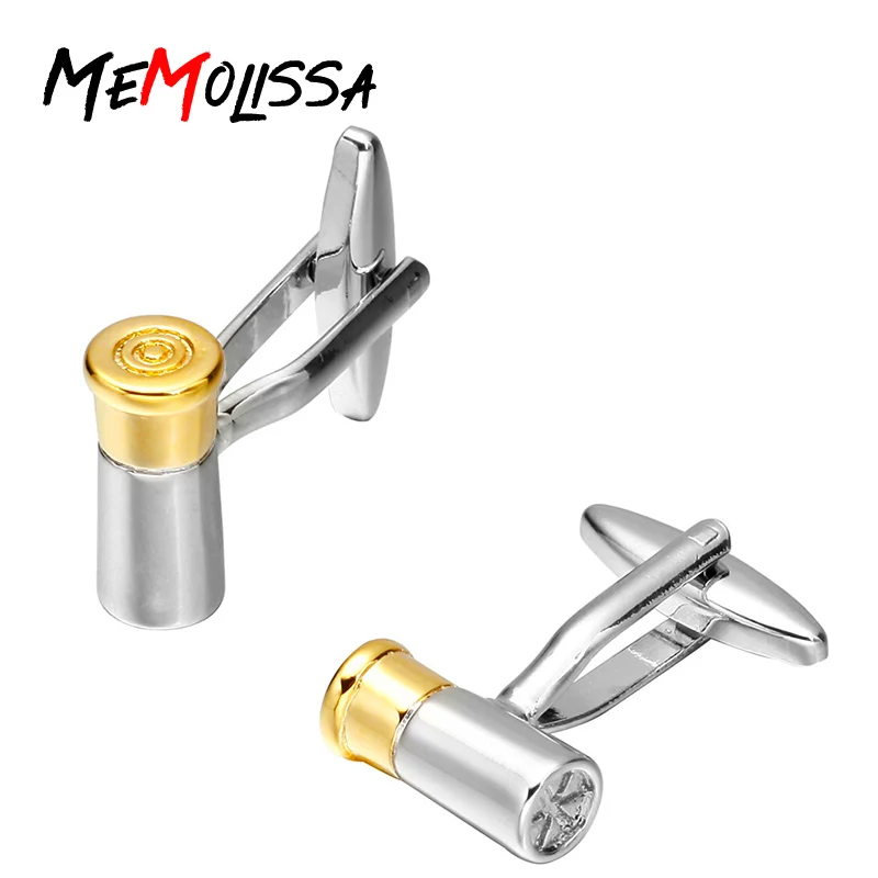 

MeMolissa bullet shell cufflink for men Brand cuff button wedding cuff link High Quality Cylinder abotoaduras gemelos Jewelry