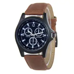 Для мужчин; кожаный ремешок Нержавеющая сталь Спорт Военная кварцевые наручные часы Для мужчин reloj
