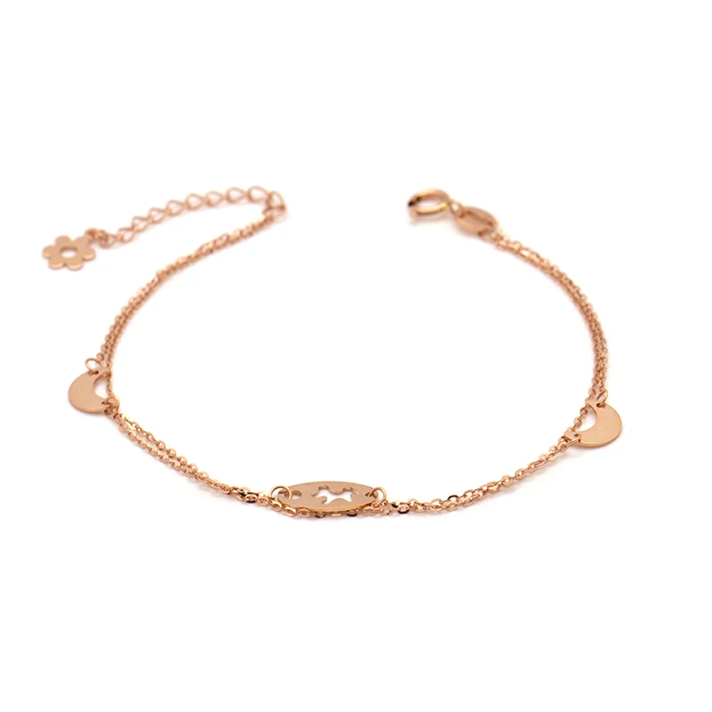 

18K Rose Gold Glossy Moon Double Bracelet 18k Yellow Gold Bracelet