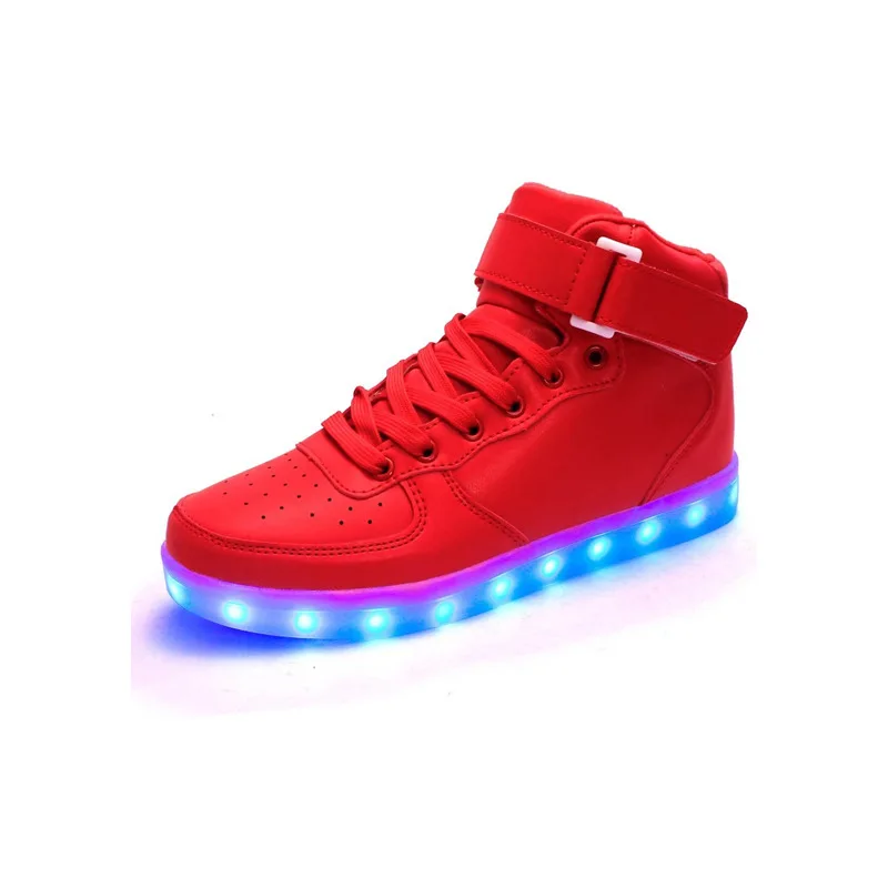 Couture Lumineux Chaussures blanc En Usb Noir Led rouge Pour Or Light Cuir Garçons Argent or Et Filles Up argent x8UUYwdq