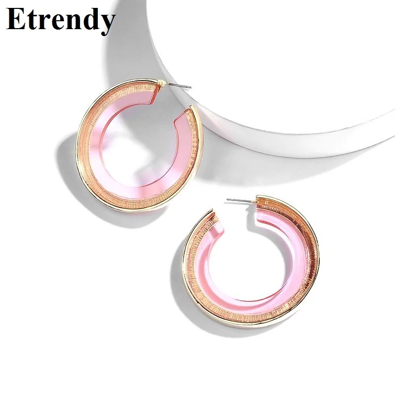 

Fashion Acrylic C Shaped Earrings For Women 2019 Statement Candy Colors Hoop Earrings Trendy Jewelry Party