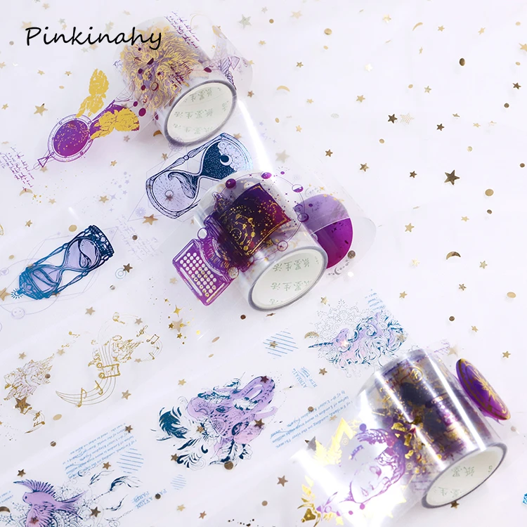 Starry sky Planet PET Tape Ocean stars Series Gold Foil Washi Masking Tape Stickers Scrapbooking Stationery Decorative Tape