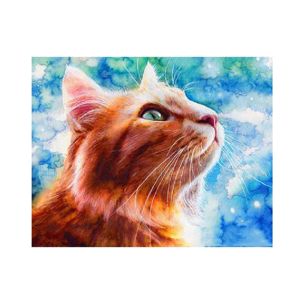 

Diamond Painting Cross Stitch Diy Embroidery Lovely Cat Painting Round Drill Diamond Mosaic Beads Pasted Needlework