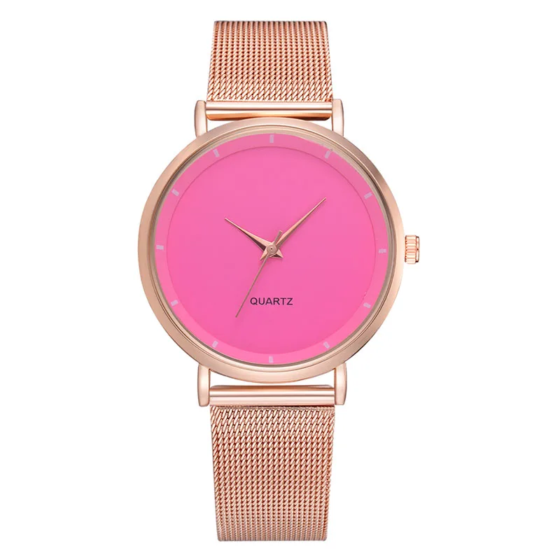 

Women Quartz Wrist Watch Rose/Pink /Purple/White/Black Alloy Mesh Band Colored Dial Casual Watches LL@17