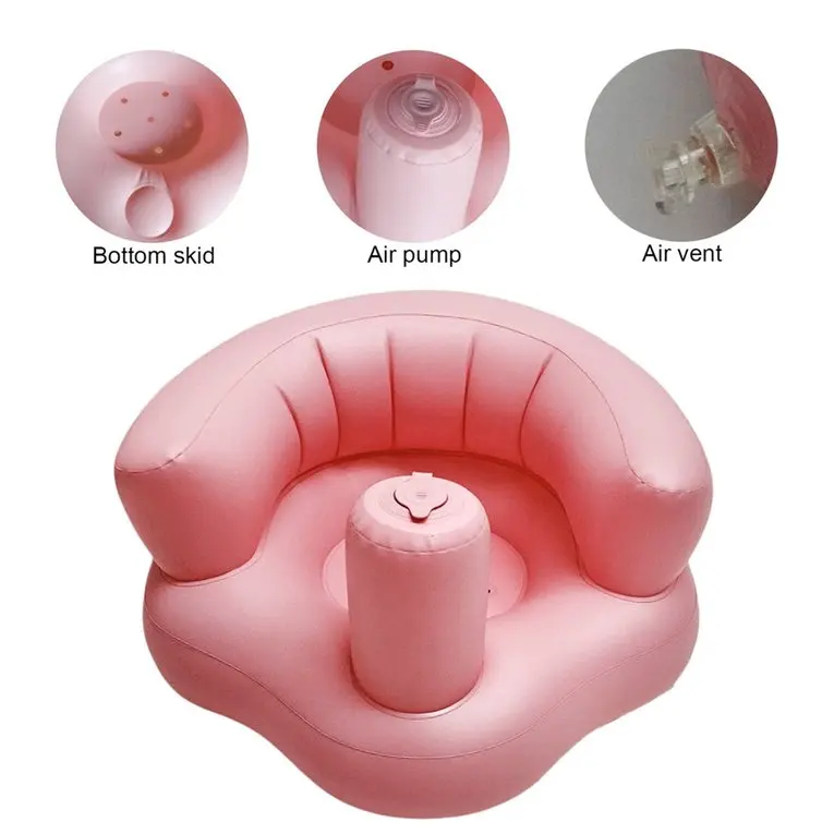 Baby Inflatable Chair PVC Kids Seat Sofa Pink Green Bath Seats Dining Pushchair Infant Portable Play Game Mat Sofa Learn Stool