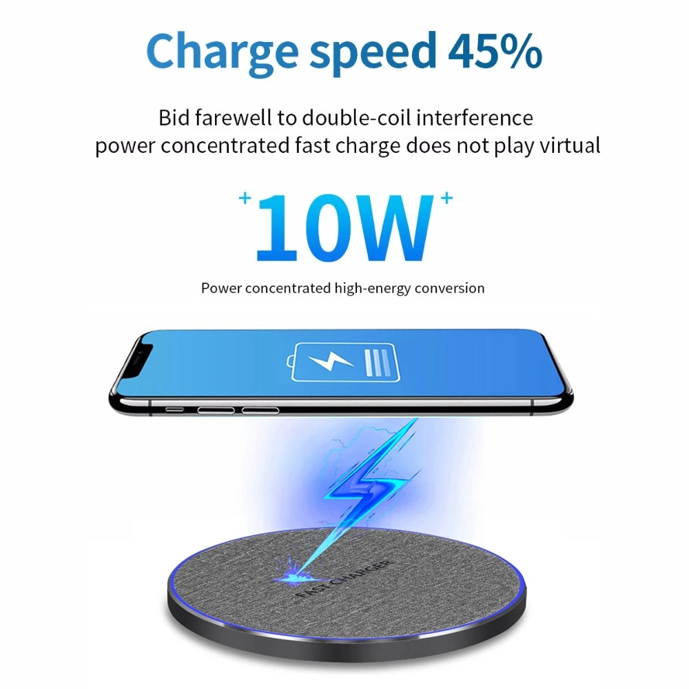 Беспроводное зарядное устройство FDGAO 10 Вт Qi Быстрая зарядка для iPhone X XR XS Max 8 Samsung