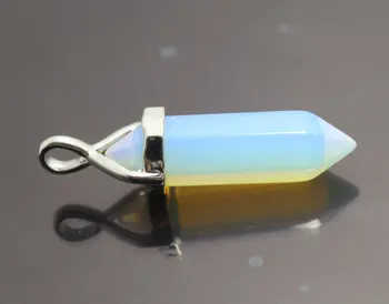 

10 pcs Opal Point Pendant with Silver Plated Pendants,Silver Pendants