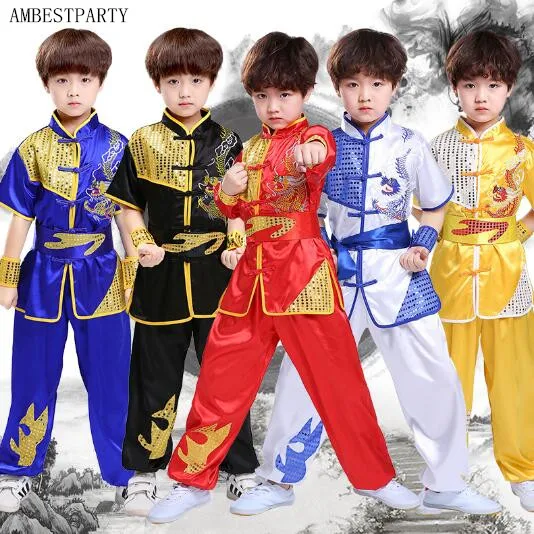 Одежда тайцзи для детей Китайская традиционная одежда ушу детская форма для боевых искусств костюм кунг-фу костюм для сцены