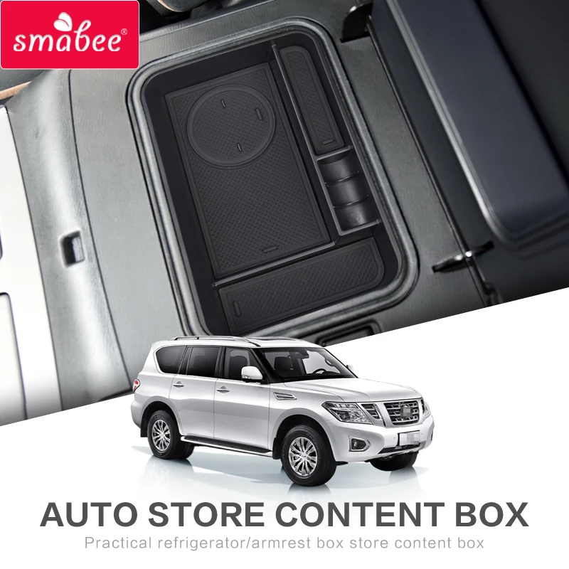 smabee Car Central Console Armrest Box Storage For Nissan PATROL Y62 2010 - 2018 Interior Accessories Box Coin Stowing Tidying