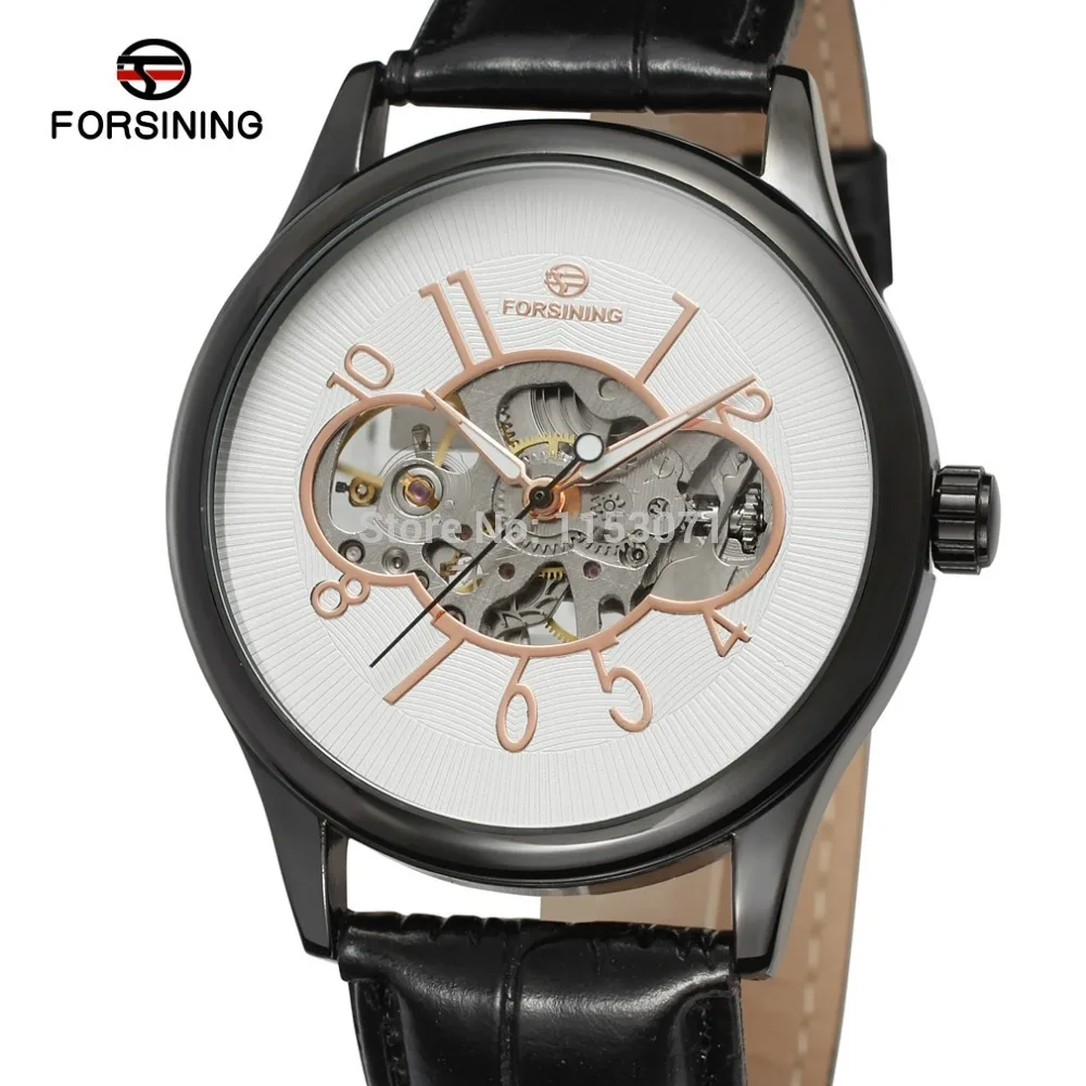 

New mechanical watch FSG8094M3B5 Fashion&Casual design for men black case silver color dial rose gold arab numbers free shipping