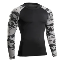 Мода осень зима камуфляжный чехол с круглым вырезом в стиле пэчворк обтягивающие эластичные плотно облегающие быстросохнущие футболки для мужчин