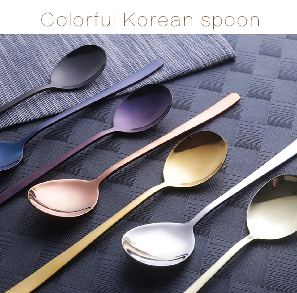 LIYIMENG 2PcsSet Stainless Steel Tableware Spoons Fashion Western Style Dinnerware1
