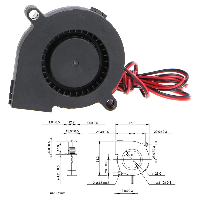 1Pc 12V DC 50mm Blow Radial projector blower centrifugal fan cooling fan Hotend Extruder For 3D 4