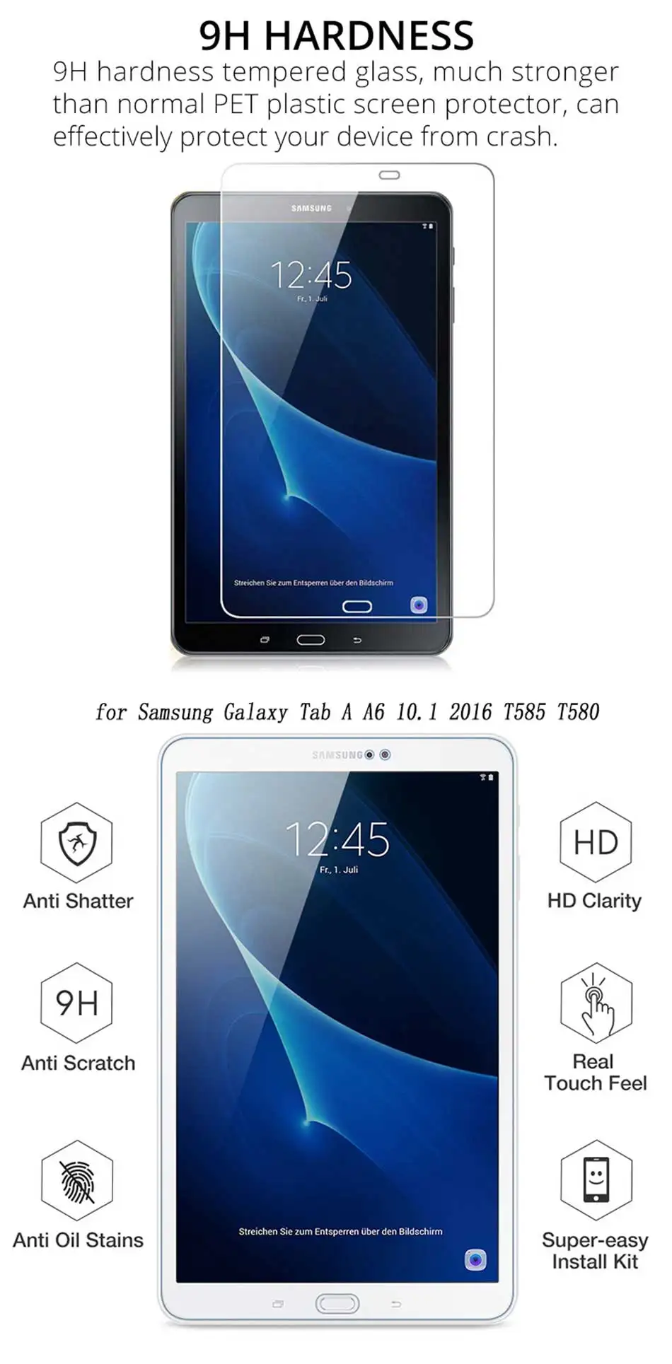 9H Премиум Закаленное стекло для SM-T580 протектор экрана для samsung Galaxy Tab A T550 T555 T580 T585 Защитная стеклянная пленка