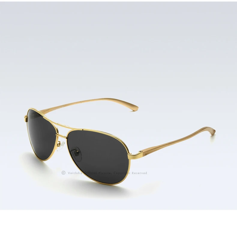 VEITHDIA, брендовые, дизайнерские, поляризационные, мужские, металлические солнцезащитные очки, солнцезащитные очки, очки, аксессуары для мужчин, oculos de sol masculino2563 - Цвет линз: Золотой