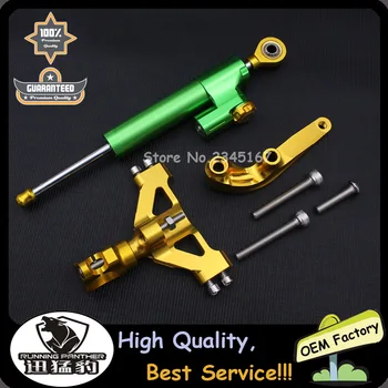 

Gold and Green Steering Damper Stabilizer Bracket Mounting Support Kits Fits For Kawasaki ZZR1400 ZX-14R 2006-2015 Free Shipping