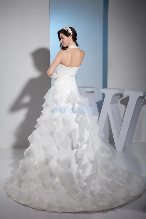 Горячая Распродажа,, дизайн, свадебное платье с лямкой на шее на заказ, Аппликации, платья для матери невесты большого размера
