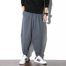 M~ 5XL Новинка мужская одежда плюс размер осень зима Китайский ветер свободные льняные повседневные штаны