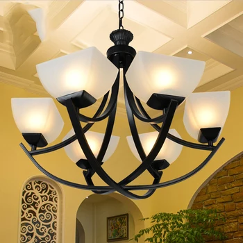 

HGhomeart minimalist living room chandelier wrought iron chandeliers simple European dinner room retro chandelier led lamp e27